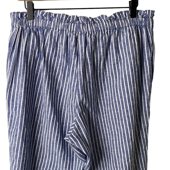 Beachlunchlounge Giavanna Stripe Linen Cotton Tie Pull On Beach Pants Cerulean - Picture 7 of 15